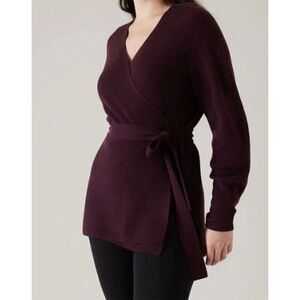 Athleta Women’s XXS Plum Wrap Sweater Long Sleeve Belted Cardigan